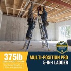 5 In 1 Multi Position Pro 26 Ft  Reach Aluminum Adjustable Multi Position Ladder
