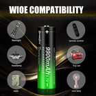 6pcs 18650 Rechargeable Batter   y W   i   th 18650 Battery Charger button Top 9900mah