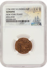 1736 First New York Penny Ngc Genuine N e  Indies Voc Duit Zeeland Coin Jr176