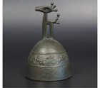 Antique Bronze Buddhism Hand Bell Qilin Japanese Meiji Era Sculpture 3 5 Inch