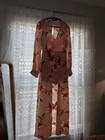 Women   s Apricot Floral V-neck Long Sleeve Wide Leg Jumpsuit One-piece Size M