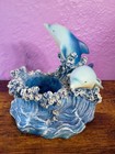 Blue Dolphin Resin Candle Holder Figurine Decorative Collectible Vintage Y2k