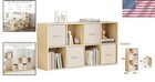 Cube Storage Organizer Wood Bookshelf With 4 Bins Space Saver Modern