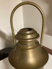 Vintage Solid Brass Curved Glass 14    Tall Candle Holder  Lantern  Indoor Outdoor