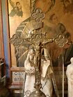 Big Antique Brass Art Nouveau Church Belgium Altar Standing Crucifix Corpus