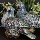 Big Ceramic Blue Pigeons  Blue Birds On Top Of A Rock
