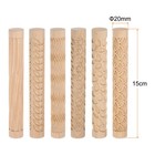 6 X Wood Clay Roller For Diy 15cm Wooden Pottery Tools Wood Grain Texture Roller