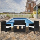 4pack Outdoor Patio Rattan Wicker Table Sofa Patio Furniture Set W  cushions