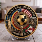 2026 World Cup Commemorative Coin  Usa Canada Mexico Soccer Souvenir Collectible