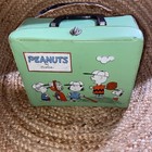 Vintage 1960s Snoopy Peanuts Lunch Box Vinyl Soft Green Thermos Brand W Thermos