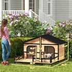 Wooden Elevated Backyard All Weather Rustic Log Cabin Pet Dog House Kit