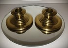 Pair Vintage 1930s Art Deco Chase Brass Candleholders Walter Von Nessen Design