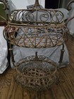 Rare Antique French Two Tier Filigree Wire Basket With Lids