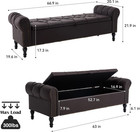 Faux Leather Storage Bench 67 Inch Upholstered Tufted Ottoman Bench With Arms La