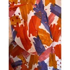 Emily Wonder Womens Abstract Brushstroke V-neck Blouse Orange Purple Medium Nwt