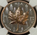 2025 1 Oz  9999 Silver Canada Maple Pulsating Rose Gold Gild Ngc Reverse Pf 70  