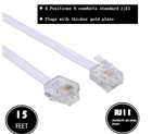 15 Feet Long Telephone Extension Cord Phone Cable Line Wire  With Standard Rj11 