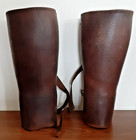 Antique Pair Of Brown Leather Leg Braces With Straps - Unique