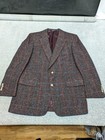 Vtg Austin Reed Regent Street Blazer Burgundy Plaid Wool Tweed Sport Coat 42r