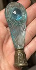 Antique Vintage 1920   s-30   s Czech Blue Glass Lamp Light Finial Czechoslovakian