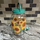 Vintage Sunflower 1 Gallon Glass Sun Tea Jar Drink Dispenser Yellow Green