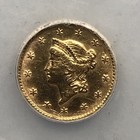 1853  1 Dollar Liberty Head Gold Coin Anacs Au55 Details Mount Removed