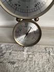 Vintage Mcm Airguide Mahogany   Brass Banjo Style Wall Barometer Weather Station