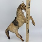 Vintage Leather Mache Wrapped Horse Statue Rearing Figurine Equine 14 5   