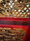 Pair Of Antique Chinese Carved Gilded And Red Lacquered Wood Wall Panels