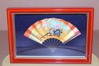 Used   Framed Traditional Japanese Hand Fan Folk Art