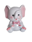 Vtg   Ceramic Gray   Pink Elephant Bow Flowers Piggy Coin Bank- Unbranded