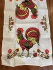 Nos - Vintage Linen Tea Kitchen Dish Towel Roosters Cottage Prairie Country Farm