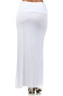 Womens Plus Size Xl 1x 2x 3x  White Fold Over Waist Long Maxi Knit Skirt