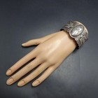 Old 1920s-1930s Ingot Silver Cuff Bracelet Vintage Pawn Hand-stamped   Bump Outs