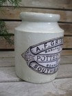 Small Primitive Vintage English Ironstone Potted Meats Crock New Label
