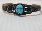 Vintage Heavy E l Billah Navajo Indian Sterling Silver Turquoise Cuff Bracelet