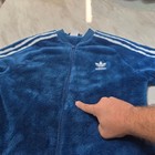 Adidas Originals Blue Sherpa Fleece 3-stripes Track Jacket Size 13-14y