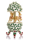 Keren Kopal Christmas Wind Up Music Reindeer Carousel Decorated Crystals