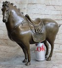 18  China Chinese Fengshui Bronze Fu Foo Zodiac Year Tang Horse Standing Statue
