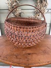 Fantastic Antique 14    19th C New England Ash Splint Buttocks Basket Patina  Aafa