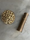 Vintage Antique Gold Tone Refilable Lipstick Holder With Clip On Mirror