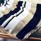 Handmade Crochet Afghan Blanket Stripe Tan Black White Throw 52x44 New Cozy Gift