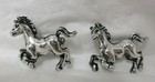 Vintage Set Of Two Silver Tone Galloping Horses Scatter Brooches