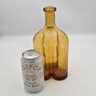 Antique Amber Trefoil Apothecary Bottle Ground Pontil Hand Blown Victorian 9 5   