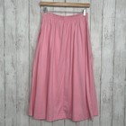 Aileen Pink Pleated A Line Modest Basic Plain Midi Cotton Usa Vintage Skirt