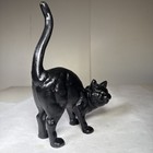 Vintage Black Cat Cast Iron Doorstop - With Green Eyes