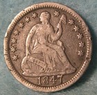 1847 Seated Liberty Silver Half Dime Repunched 18 Better Grade Details Coin  528