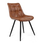 Brown Faux Leather Dining Chair Set Of 2 With Metal Legs