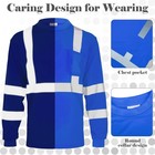 Long Sleeve Safety Shirt For Work  Construction Hi-vis  Reflective Wear Blue