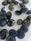 Lot 150 Antique Victorian Black Jet Glass Buttons Mixed Shapes Small Medium